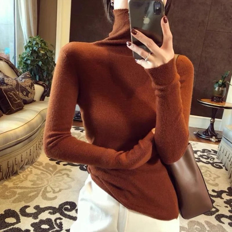 Turtleneck Cashmere Thick Sweater Women Wnter Jumpers Knit Female Long Sleeve Slim Pullover Soft Warm Pull Femme Tops Purple