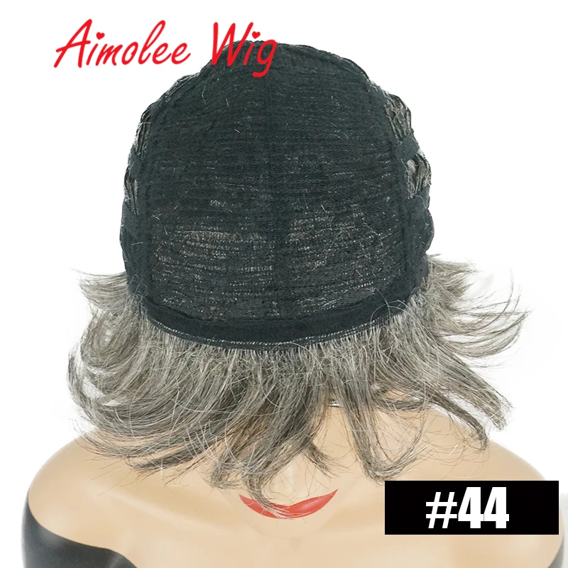 สังเคราะห์ Wigs ธรรมชาติ WAVE วิกผมสั้นสำหรับ Fluffy Ombre วิกผมผมมนุษย์ 70% Breathable หมวกวิกผม