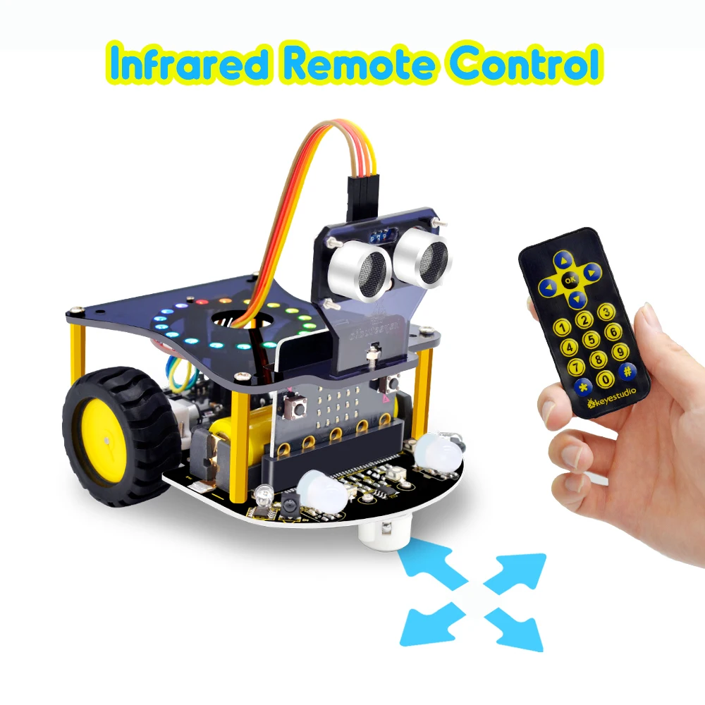 Keyestudio Mini Smart Micro Bit V2 Robot Car  for Micro:bit Robot Car Kit Graphical Programming Toys Electronic DIY (No Battery)