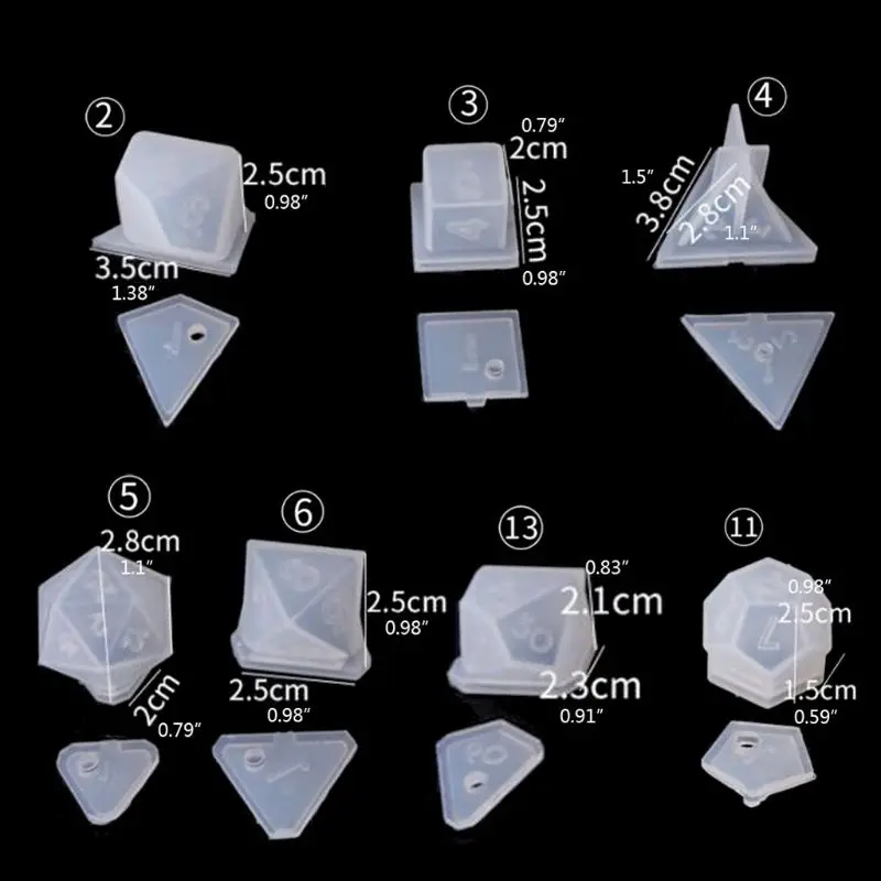 11pcs/set Dice Resin Mold Moulds Gamer-tools Dice Fillet Shape Multi-spec Silicone Mould Making