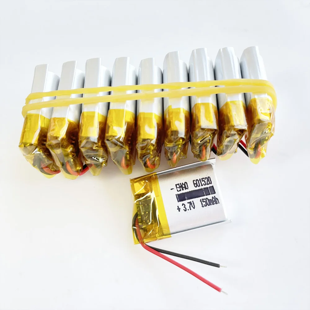 10 PCS 3.7V 150mAh Lithium Polymer LiPo Rechargeable Battery 601520 For Mp3 Headphone Recorder DVD Bluetooth Headset Smart Watch