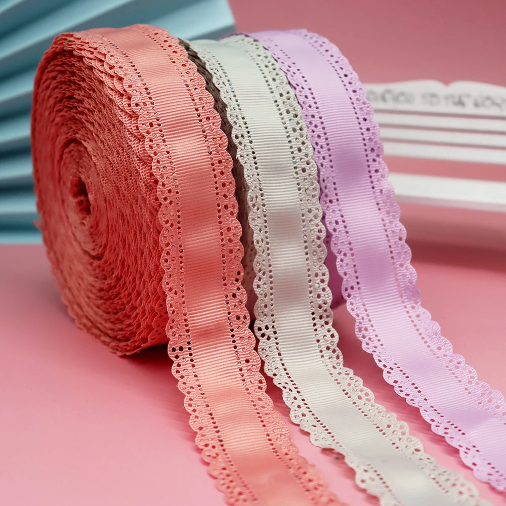 3cm 10Yards 1.25 pollici Hollowed Grosgrain Lace Rib Ribbon Floret Tape collana fai da te Bowknot Wedding Birthday Cake Wrapping Decor