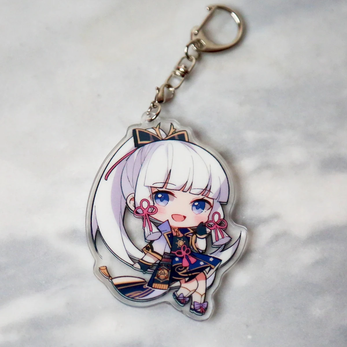 Cartoon Kamisato Ayaka Keychain Anime Genshin Impact Game Fans Collect Unique Personality Acrylic Keychains Pendant Jewelry Gift