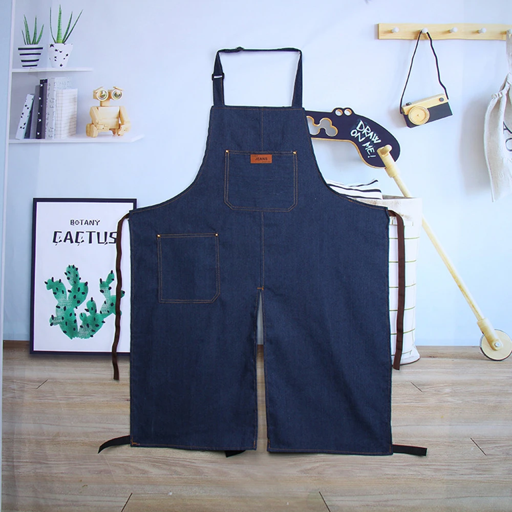 Adjustable Pottery Denim Split Leg Apron Portable Pocket DIY Ceramic Sculpture Mud-retaining Overalls Anti-oil and Anti-fouling