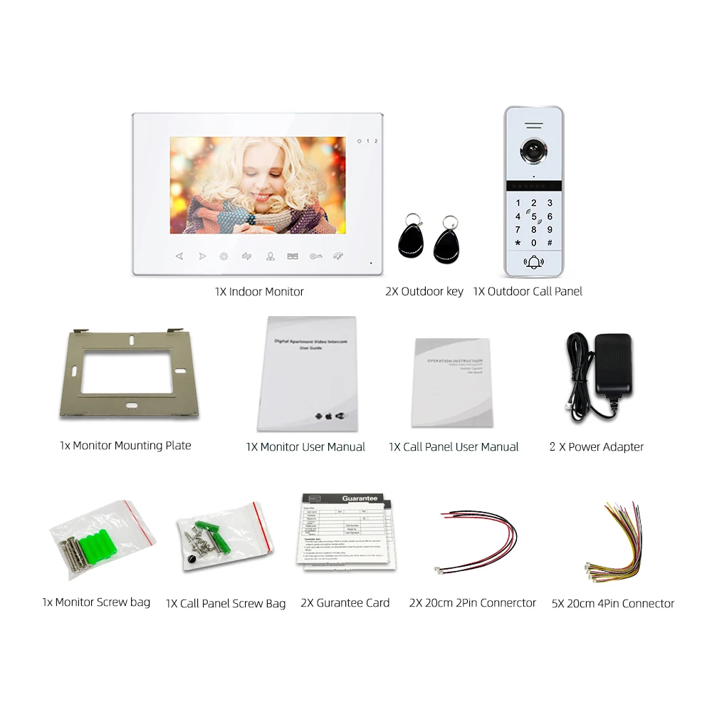 Jeatone 7Inch WiFi Wireless Video Intercom System For Villa&Apartment Interphone Password Access Control AHD Video Doorphone
