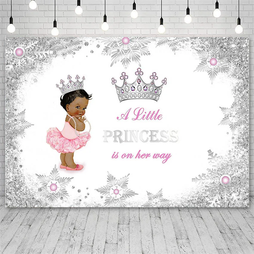 

Avezano Photography Backdrop Baby Shower Little Princess Winter Snowflake Crown Girl Background Photo Studio Photozone Photocall