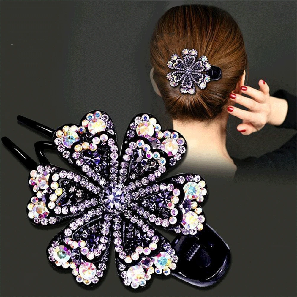 2022 New Hot Crystal Hairpin Women Hairclip Top Side Clip Rhinestones Duckbill Clip Hair Jewelry Wedding Girl Hair Styling Tools