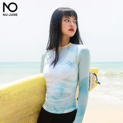 Nu-June Swimsuit Women's Long-Sleeved Rush Guard Swimsuit Sunscreen Dive Skin Pants Split Surfing Suit Floating Diving Suit