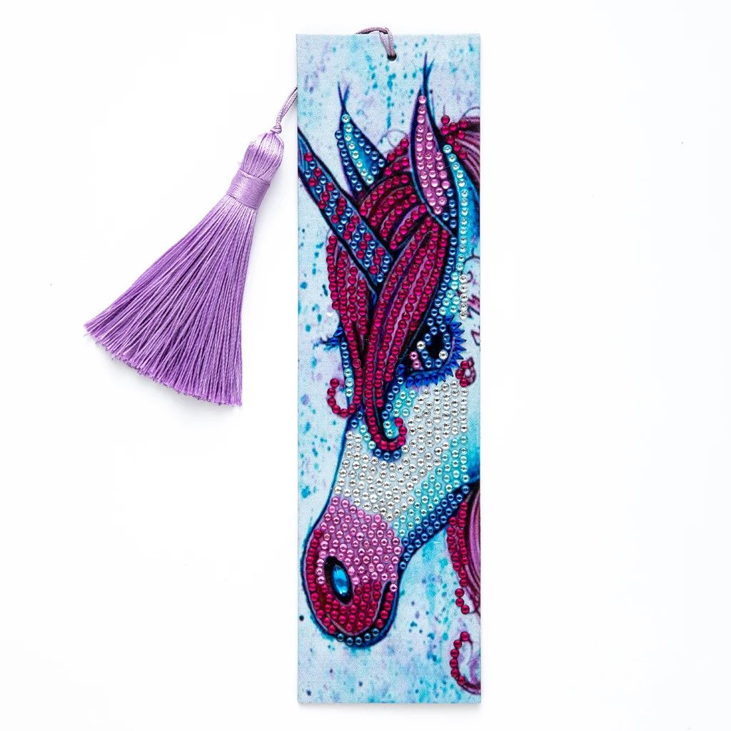 5D Diamond Painting Rainbow horse Dog Bookmarks Tassel Bookmarks Craft Decoration Special Shaped Diamond Embroidery