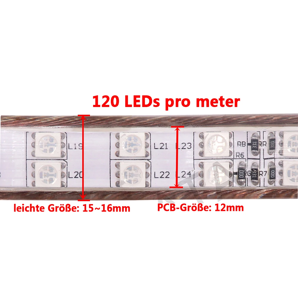 120 Led 5050 Taśma LED 220V 230V RGB 24KEY Zestaw zdalnego sterowania Wodoodporna taśma LED Elastyczna wstążka Dekoracja domu Światła linowe