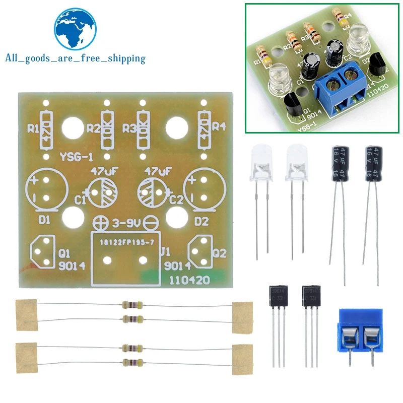 TZT Simple LED Flash DIY Kits Circuit Electronics DIY Electronic Suite 1.2mm Parts for Arduino Flash LED Kit Electronic DIY Kit