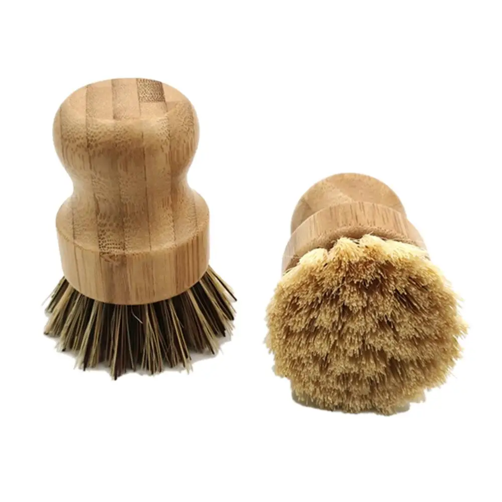 

1pcs Palm Pot Brush Bamboo Round Scrub Brush Natural Scrub Brush Wet Cleaning Scrubber For Wash Dishes Pots Pans And Vegetables