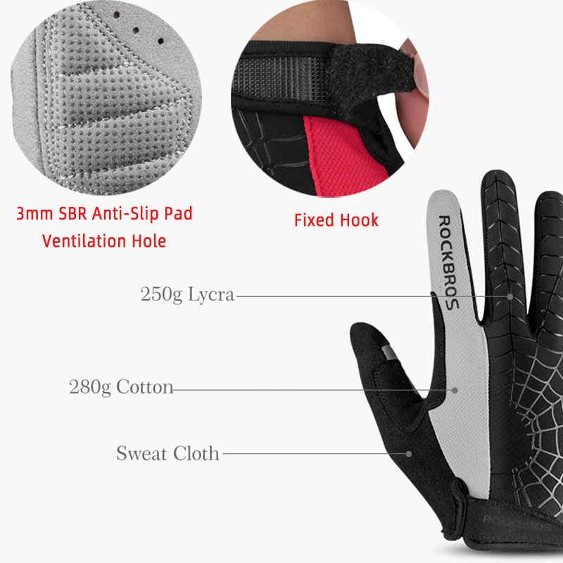 ROCKBROS Windproof Cycling Bicycle Gloves Touch Screen Riding MTB Bike Glove Thermal Warm Motorcycle Winter Autumn Bike Clothing