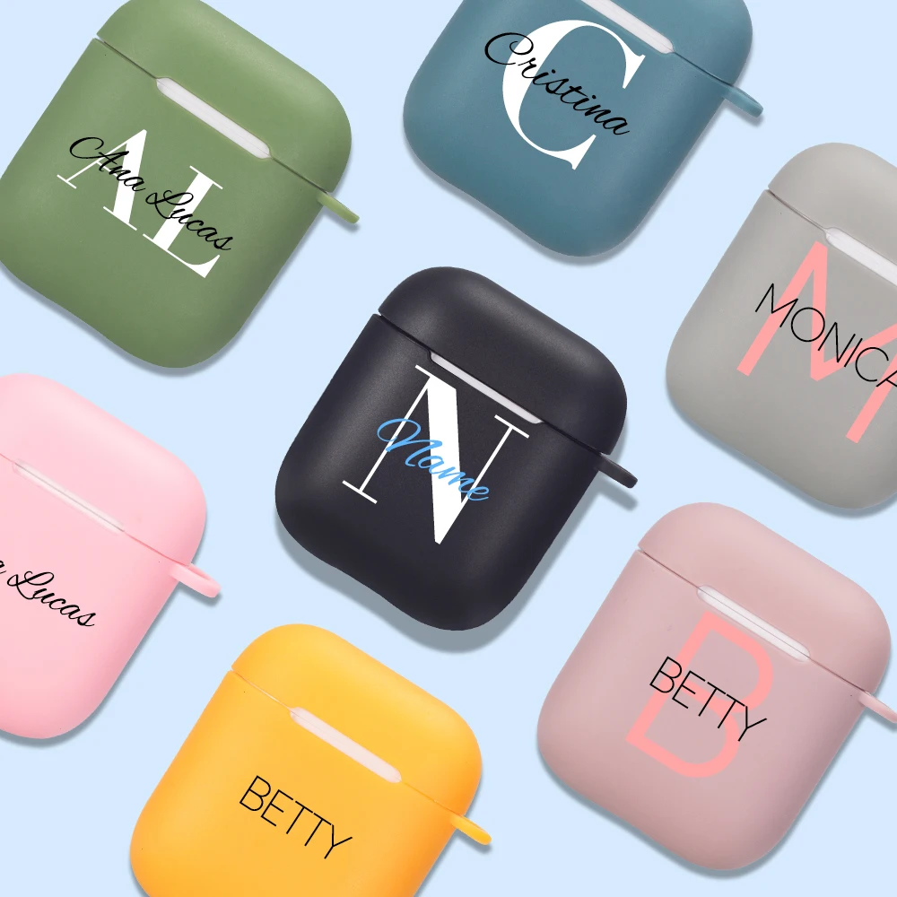 

Custom Name Initials For Airpods 2 Case Letters Soft Silicone Luxury Cover Fundas Airpods Case Pod Earphone Accessories Coque