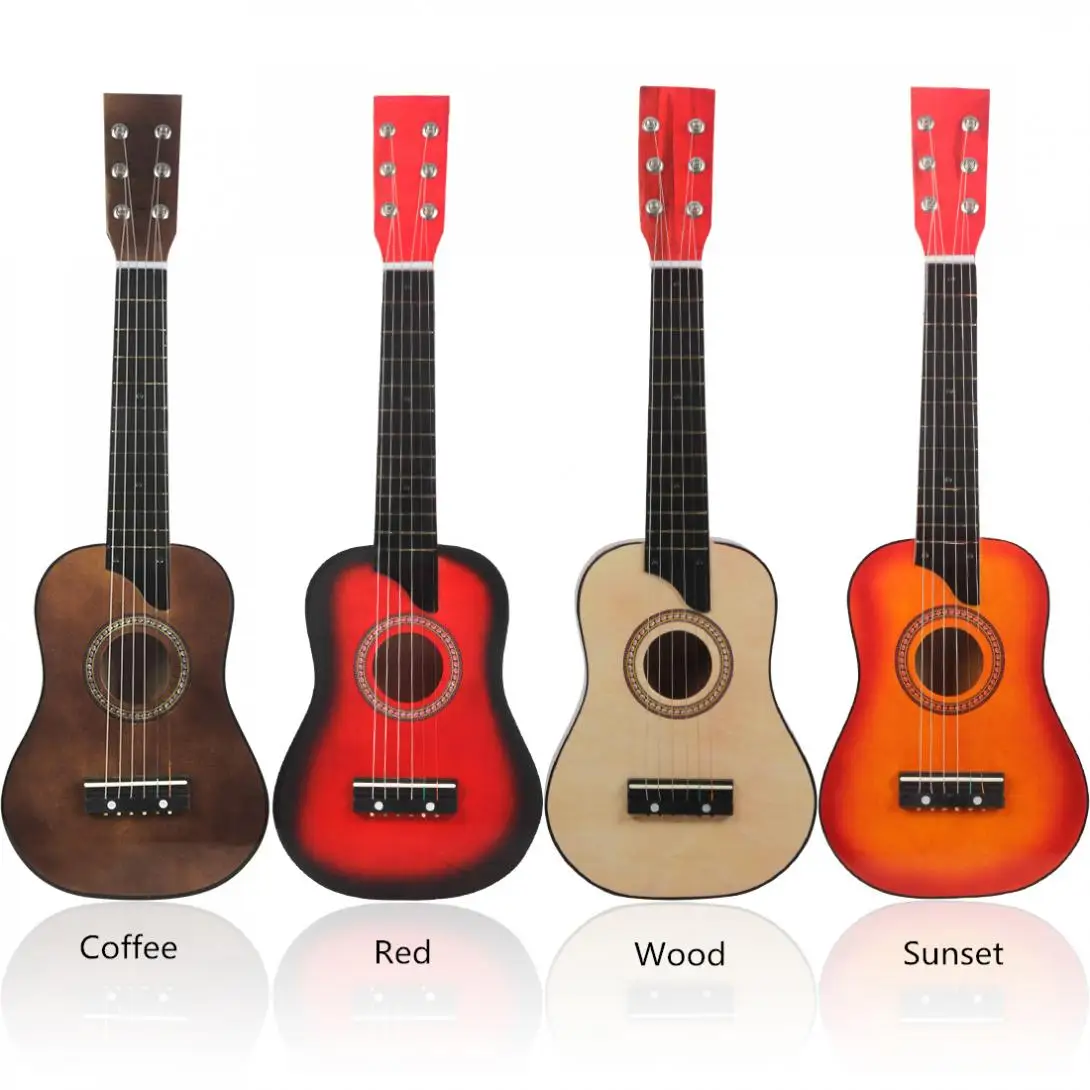 Guitarra acústica de tilo de 25 pulgadas para niños, instrumento Musical de 6 cuerdas con púas, juguete para principiantes, regalo
