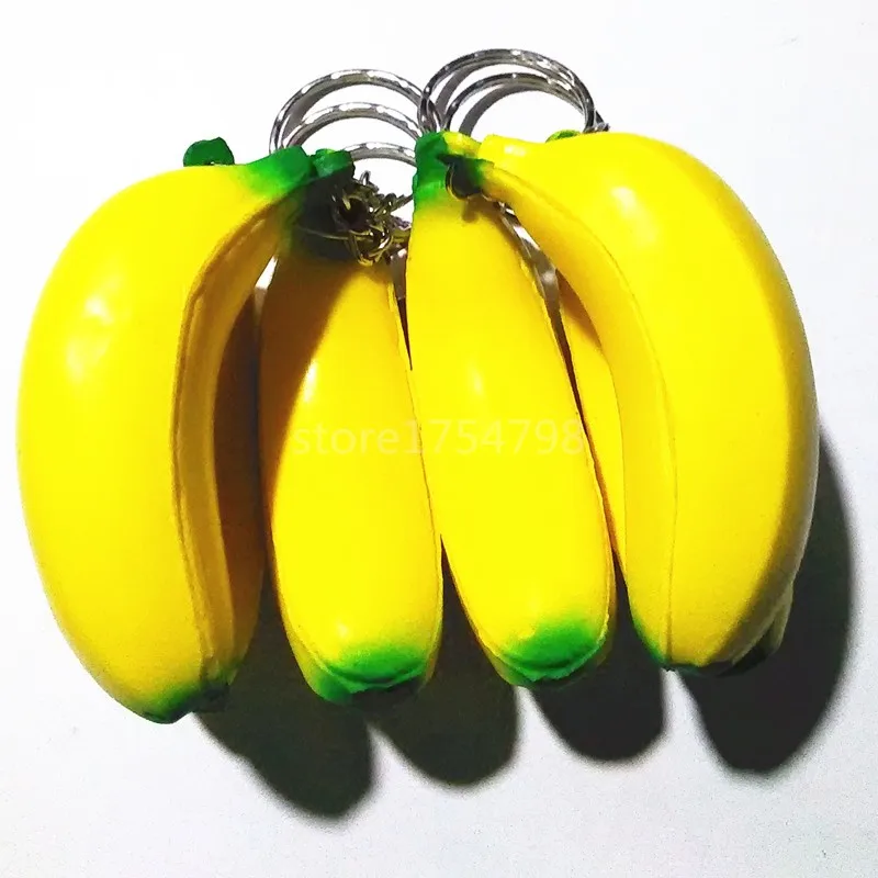 New PU Banana Key Chain Soft Basketball Rugby Key Ring Smile Face Decorative Pendant Bag Charming Key Holder Personality Gifts