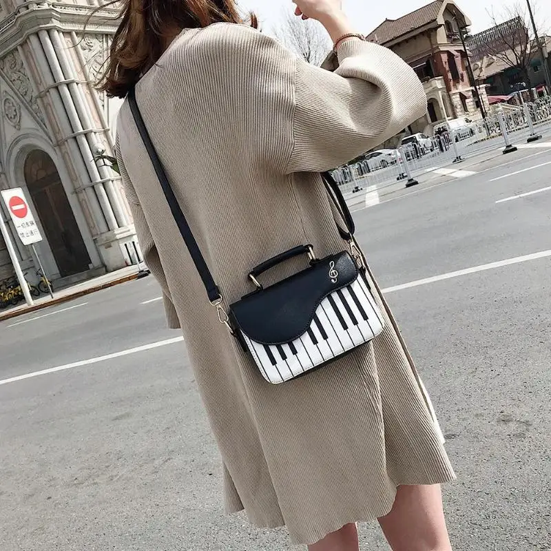 Cute Piano Pattern Fashion PU Leather Casual Ladies Handbag Shoulder Bag Crossbody Messenger Bag Pouch Totes Women\'s Flap bolsas