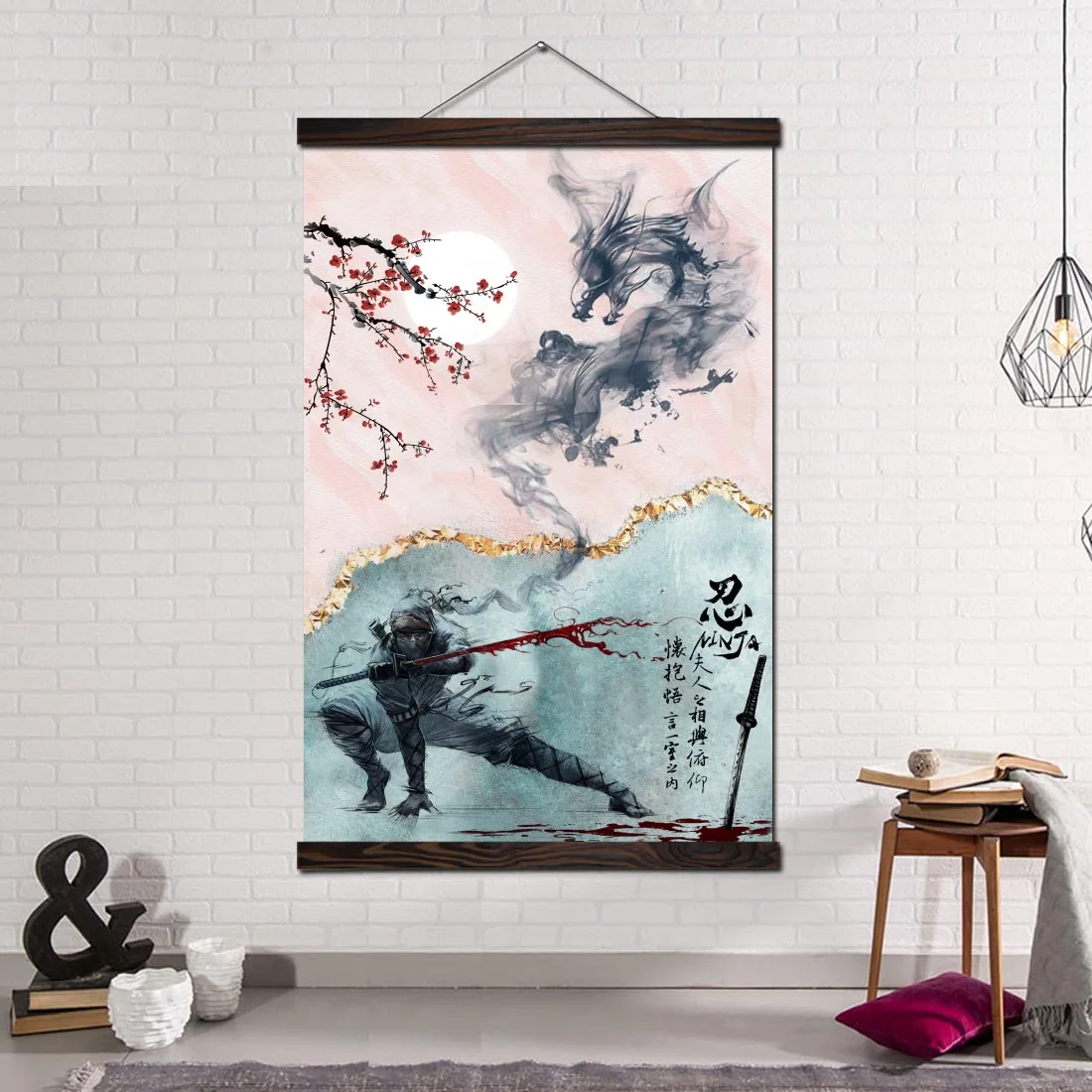 Modern Poster and Prints Canvas Painting Art Print Wall Art Picture Living Room Bedroom Home Decoration Cool Dragon Japan Ninja