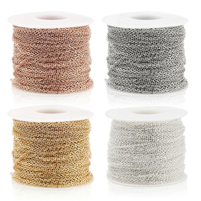 2 m/lot kabel ze stali nierdzewnej łańcuch luzem dla srebrna róża złoty łańcuch 1mm 1.5mm 2mm 2.5mm naszyjnik Diy biżuteria materiały