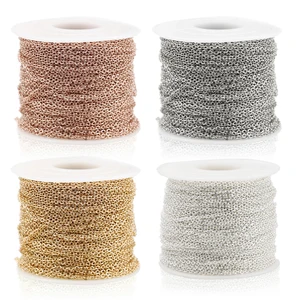 Cabo de Aço Inoxidável Corrente Massa para Colar, Materiais de Jóias DIY, Prata, Rosa, Ouro, 1mm, 1.5mm, 2mm, 2.5mm, 2m Lote 10 principais vendas colar de ouro 1mm - №1