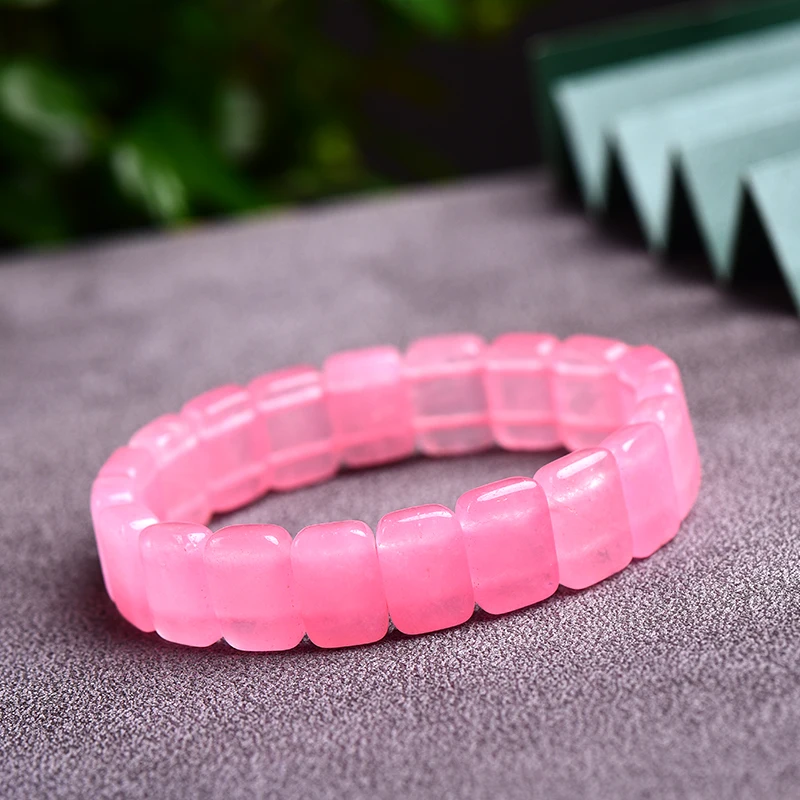 1PC Stylish Rose Quartz Natural Raw Jewelry Bracelet Mineral Healing Energy Stone Woman grils meditation holiday party DIY gifts