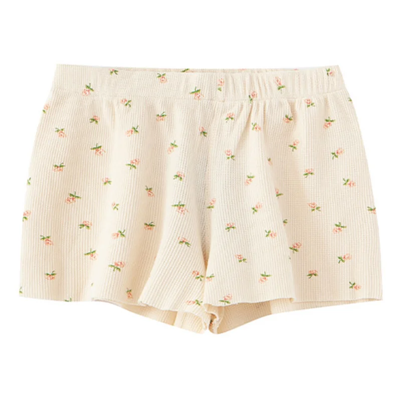 PUWD Y2K Sweet Girls Floral Soft Cotton Shorts 2022 Summer Fashion Ladies High Waist Flower Bottoms Casual Women Chic Shorts