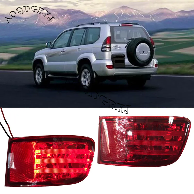 

2PCS LED Rear Bumper Fog Lamp Red Housing Fits For Toyota Prado LC/FJ120 2003-2009