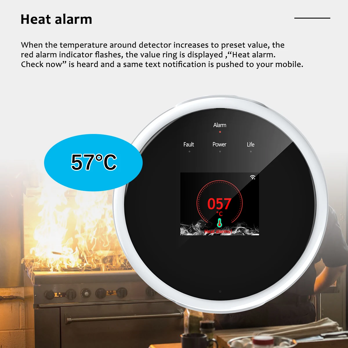 Imagem -03 - Tuya-sensor de Vazamento de Gás Wi-fi Alarme Segurança Detector de Incêndio Controle por Aplicativo Segurança Casa Inteligente Suporte ao App Smart Life