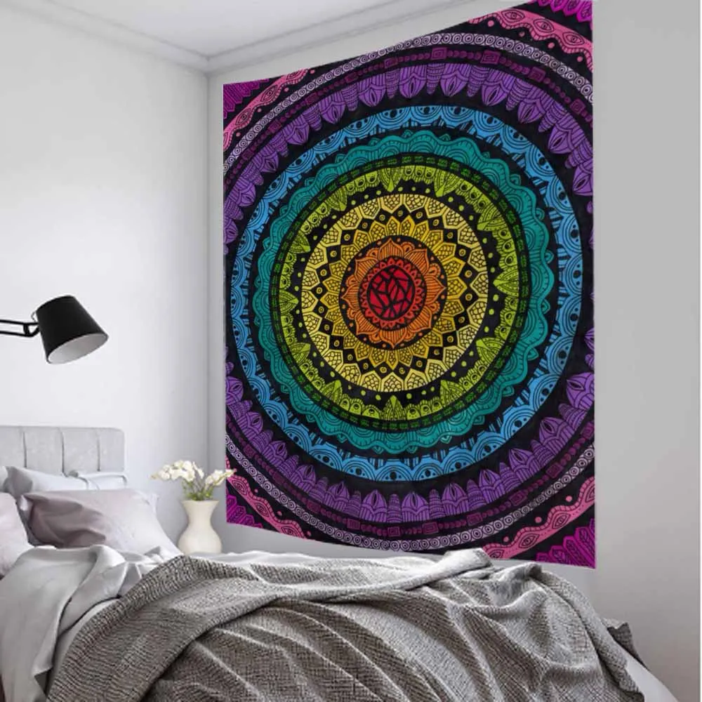 Psychedelic Fractal Art Tapestry Dream Mandala Wall Hanging Witchcraft Boho Hippie Aesthetics Room Decor Home Wall Decor