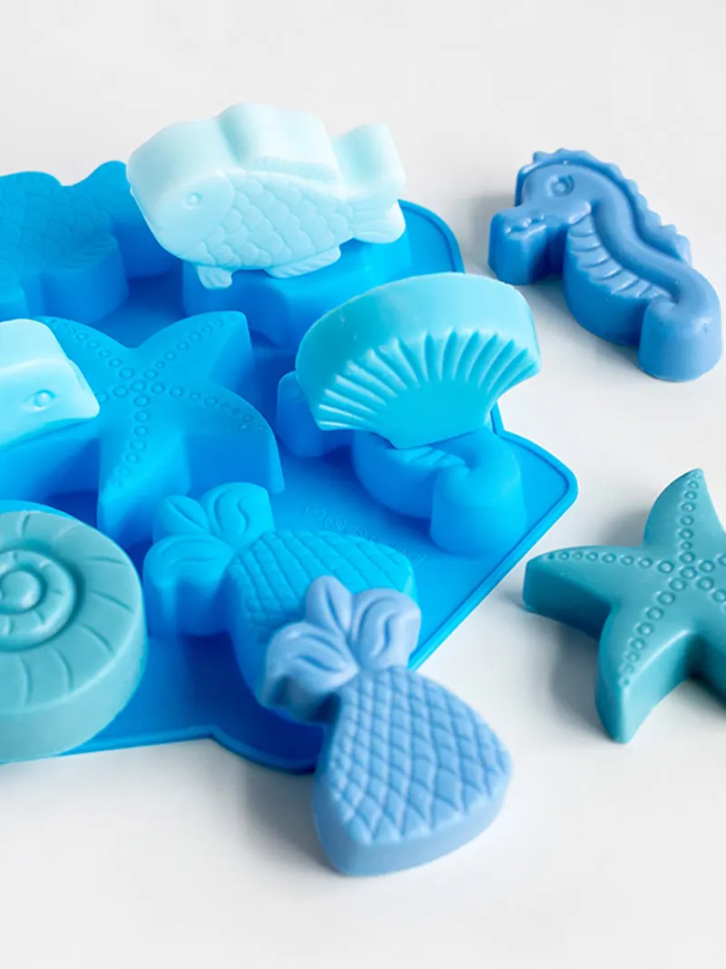 Ocean Animal Dolphin/Conch/Starfish/Sea Shell/Seahorse/Mermaid Tail Soap Mold for Bath Bomb Jelly Mousse Candy Chocolate Mold