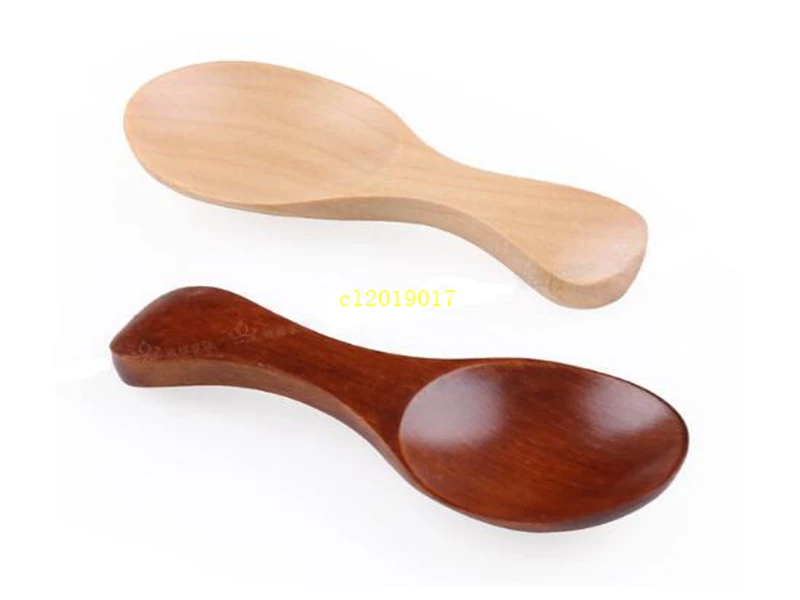 

free shipping 8cm Mini Wood Tea Spoon Small Wooden Salt Spoon Sugar Coffee Tea Spoons Baby Feeding Scoop