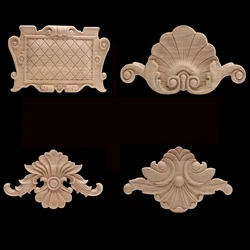 Ornamental European Decoration Retro Carving Wood Applique Onlay Wood Decal Long Floral Large Rose Crown Wooden Doors Corner NEW