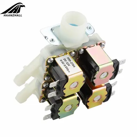 Solenoid Valve 12V/24V/220V DC 12V/24V/220V G3/4" 1 in 4 out Plastic Electromagnetic Valve Normally Closed Water Drain Valve Electric Water Inlet Solenoid