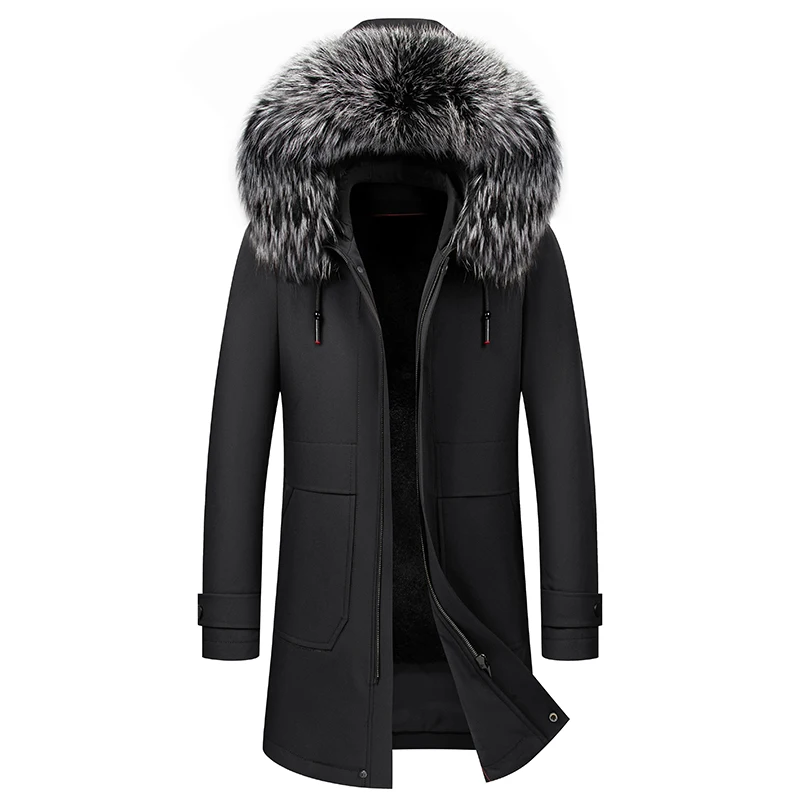 -30 Degree Winter Warm fur Jacket Fashion Men's  Parkas Coats men's Big fox Fur Collar Thick Outwear