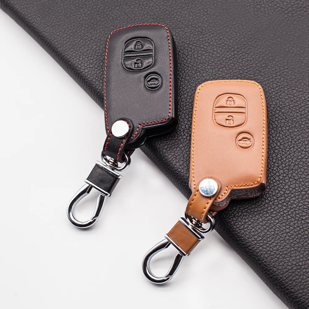 Carrying Leather Car Key Case Cover For Toyota Land Cruiser Prado 150 Camry Prius Crown For Subaru Foreste XV Keychain Holder