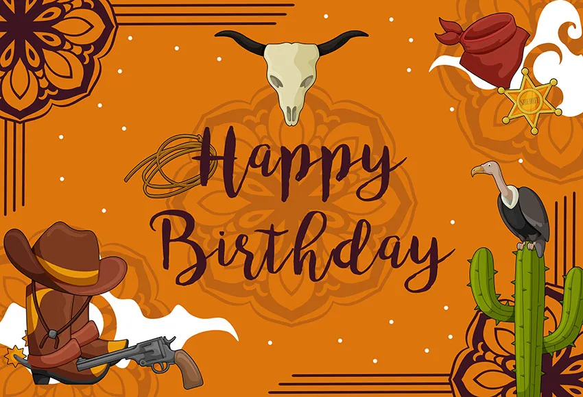 Mehofond Boy Happy Birthday Party Western Cowboy Backdrop Cactus Gun Photography Background Props Photozone Photo Studio