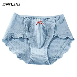 Women Cotton Ruffle Cute Lovely Sweety Panties Middle Waist Breathable High Elasticity Underwear Seamless Soft Bow Breifs