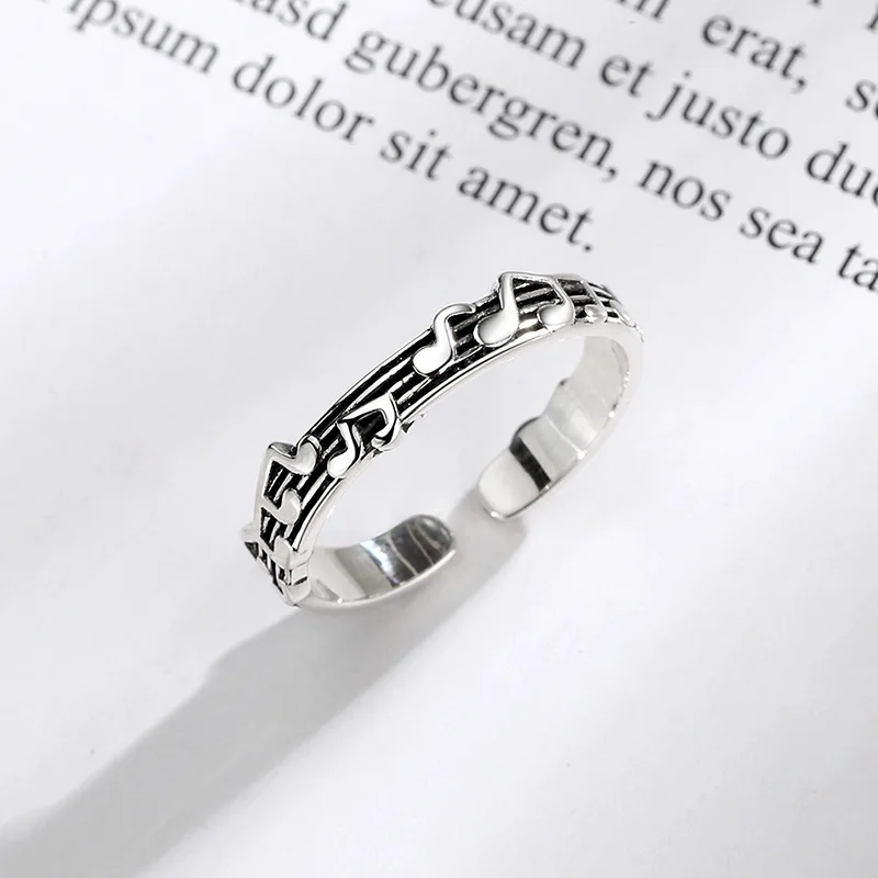 New Alloy Retro Five-line Sheet Music Simple Note Opening Adjustable Ring Female Women Lovers Wedding Jewelry Engagement Gifts