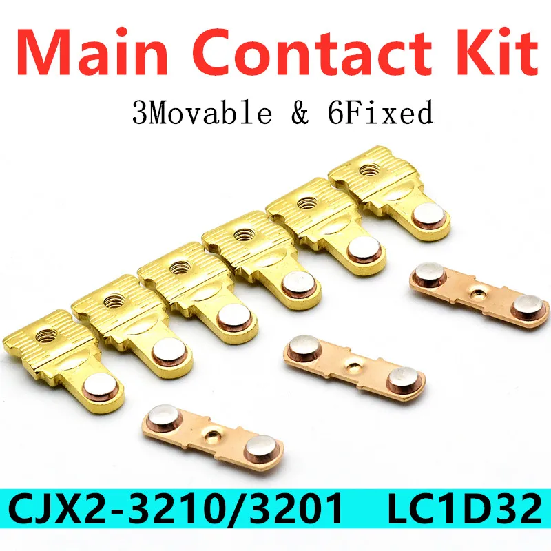 Main Contact Kit for Magnetic Contactor CJX2-3210 CJX2-3201 Stationary and Moving Contacts Contactor Replacement Kit Spare Parts