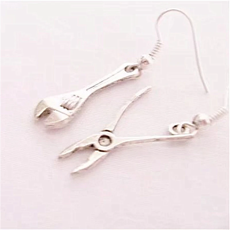 Metal Wrench and Pliers Tool Charm Earrings Tool Jewelry Mini Tool Earrings Mismatch Earrings Wrench and Pliers Earrings