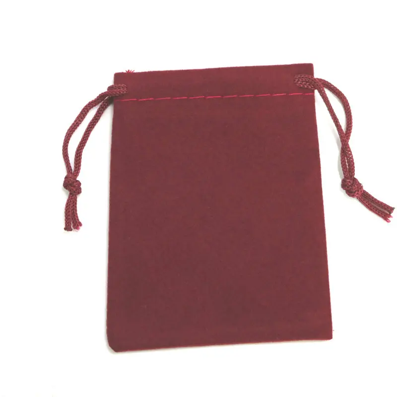 100pcs 7x9cm Velvet Drawstring Jewelry Bag Christmas/Wedding Gift Bags Dark Red Wholesale