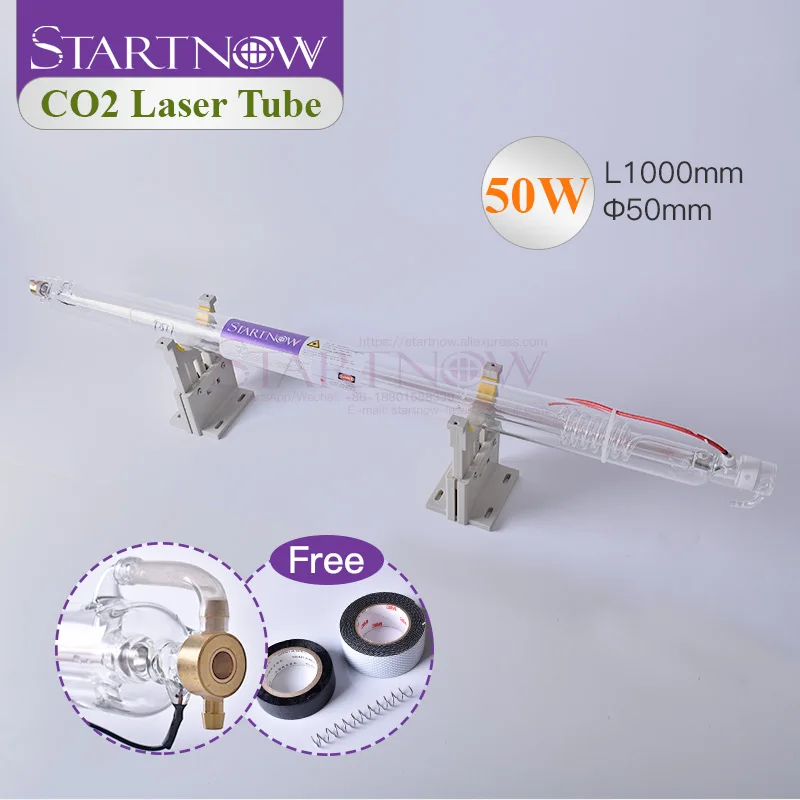 

Startnow 50W 1000mm Pipe CO2 Tube Laser Glass Lamp For Laser Engraving Machine Cuttting Marking Equipment Parts 55W Power Supply