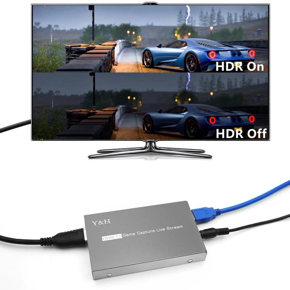 Карта видеозахвата 4K 60fps HDR HDMI Loop USB 3,0, Игровая плата для прямой трансляции 1080p, записывающая коробка, микрофон в 3,5 мм геймпад, аудиовход