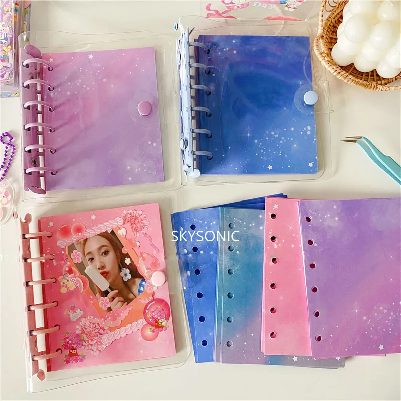 Sharkbang A7 Ring Notebook Transparent Kpop PhotoCards Idol Book Sky Refill Paper Loose Leaf Journal Bullet Dairy Agenda Planner