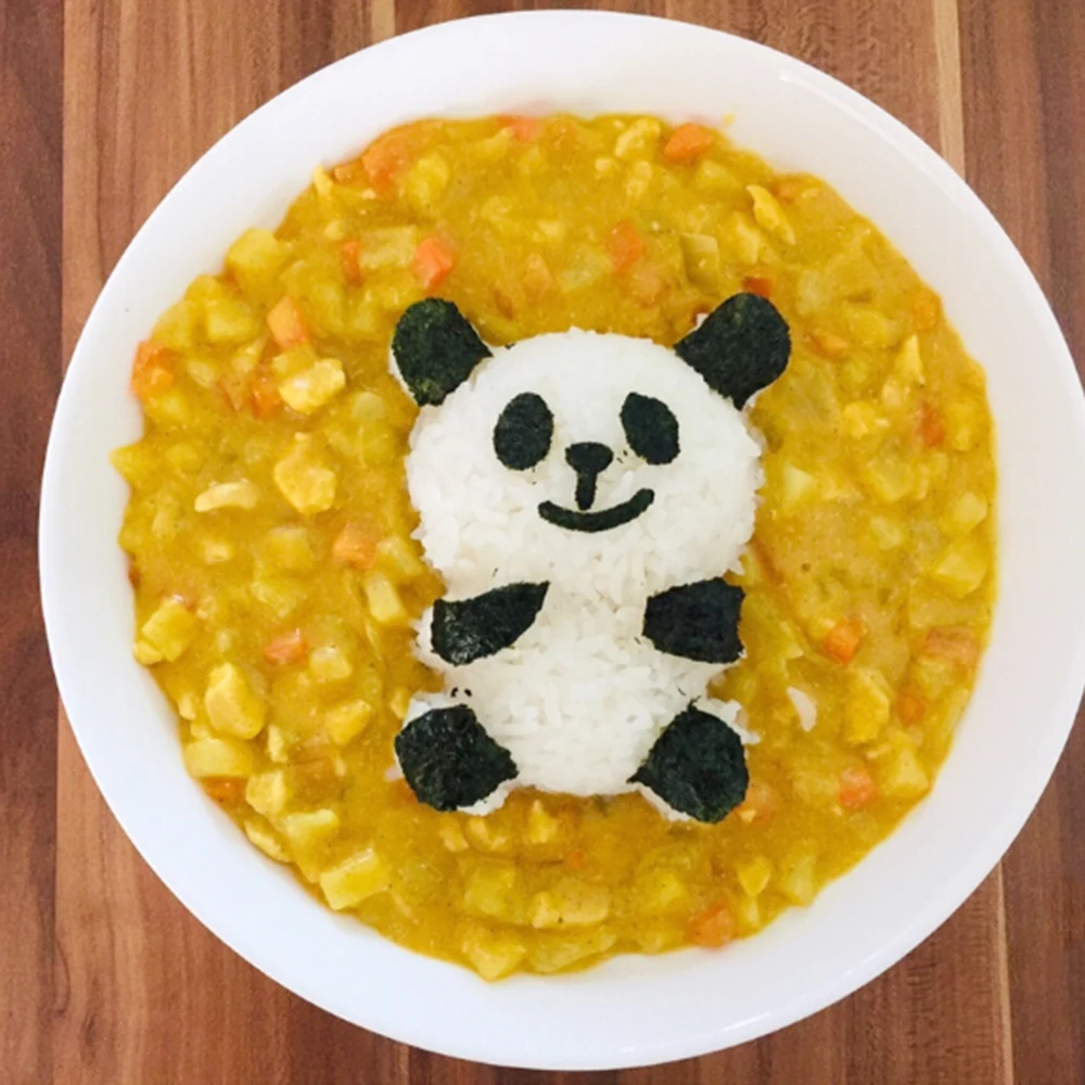 Molde cortador de tostadas para sándwich, juego de cortador de algas marinas tostadas en seco, fabricante de arroz Panda Onigiri 4 en 1, molde para Sushi Baby Panda