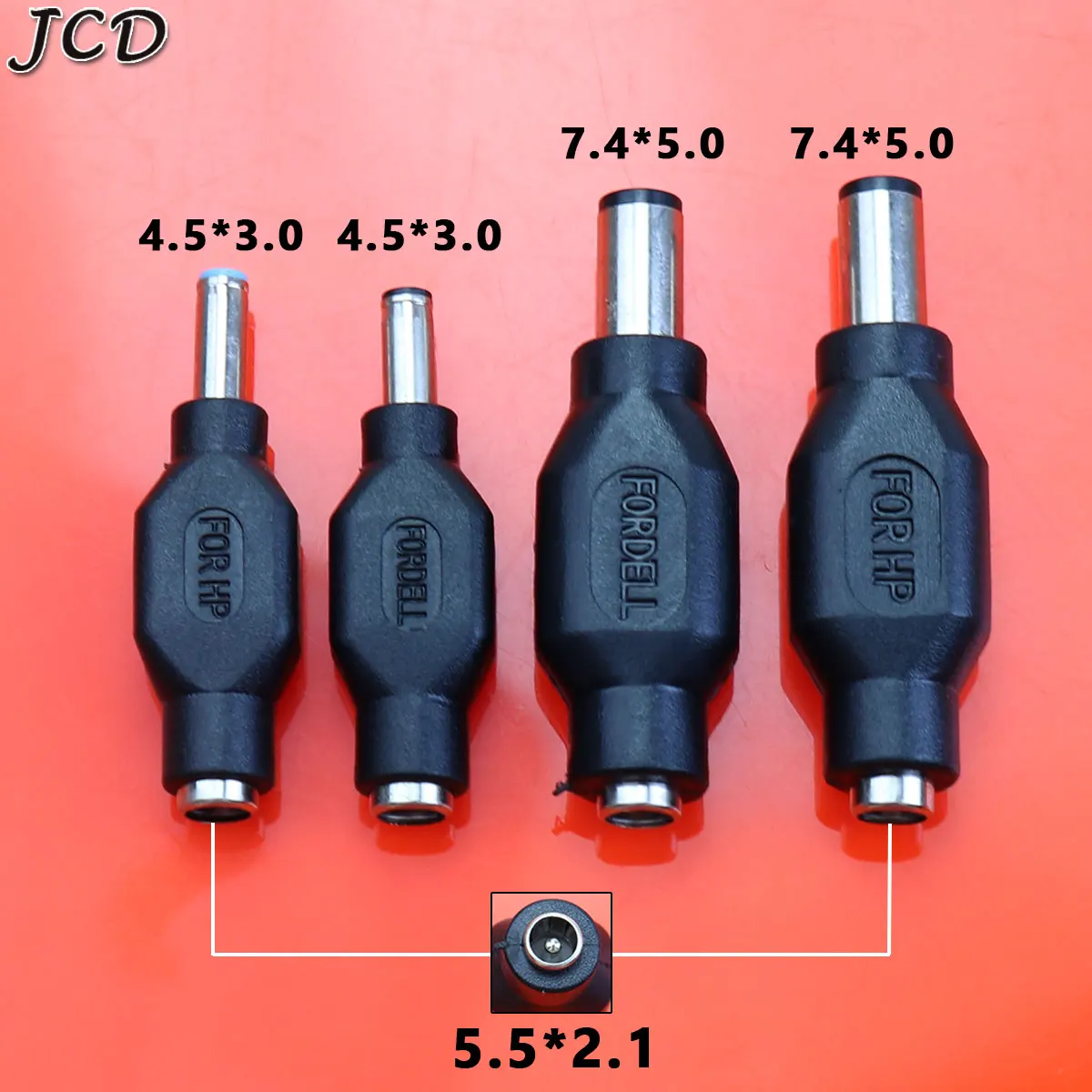 JCD 1PCS 4.5 x 3.0 mm 7.4 x 5.0 mm DC Male to 5.5 x 2.1mm DC Female Power Plug Adapter Connector for DELL for HP