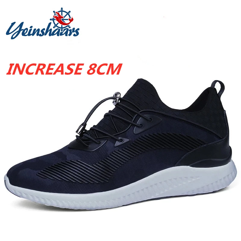 Breathable Elevator Shoes Man Lift Sneakers Insole 8CM Height Shoes Fashion Casual Sport Shoes for Men Height Increasing Shoes