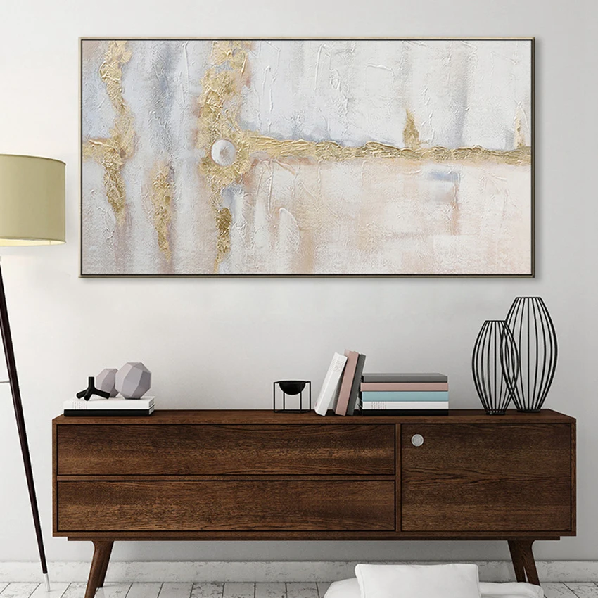 Beautiful art wall pictures for home decoration Hand drawn canvas oil painting Custom abstract gold foil poster for living room