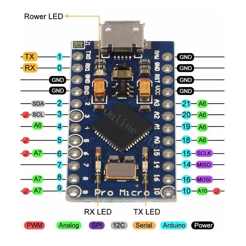 4pcs Pro Micro Atmega32U4 5V 16MHz Bootloadered IDE Micro USB Pro Micro Development Board for Arduino Pro Micro with Pin Header