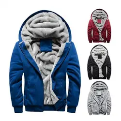 Men's Coat Solid Color Hooded Thick Warm Casual Jacket for Autumn Winter Fleece Zipper Hoodies Coat Sportwear Men's clothing